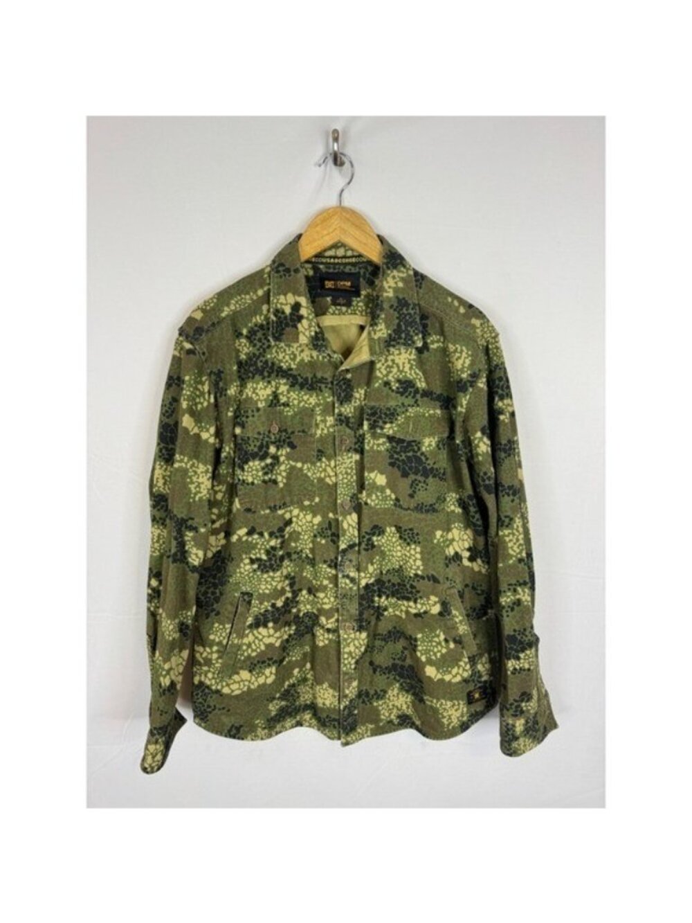 DC Shoes X DPM Camo Overshirt Button Up Shirt Jacket Mens Large Green